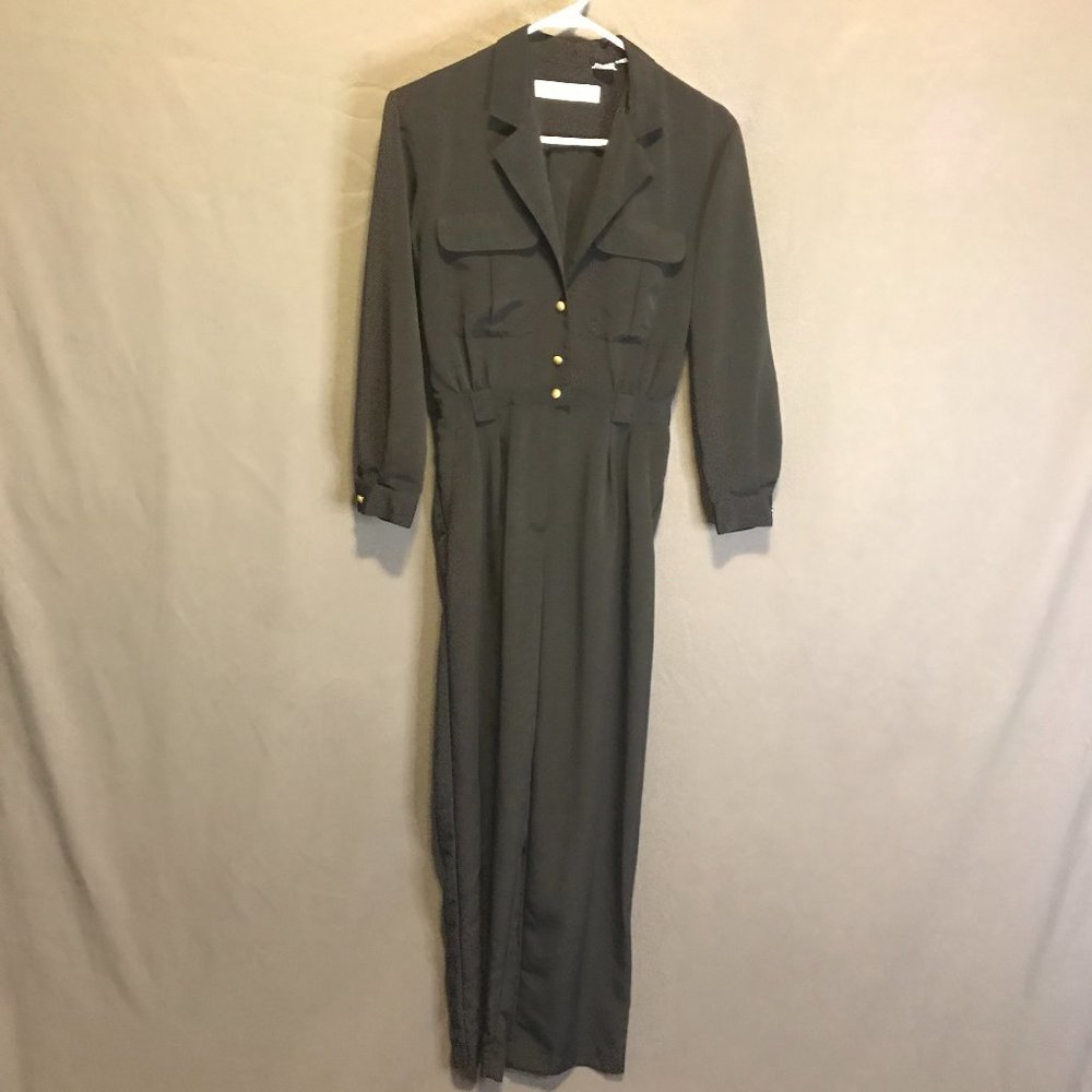 Classic, military utility black jumpsuit